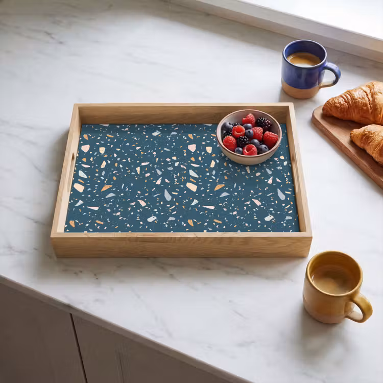 Dienblad - Terrazzo - Patroon - Kleurrijk - Diep blauw — 4