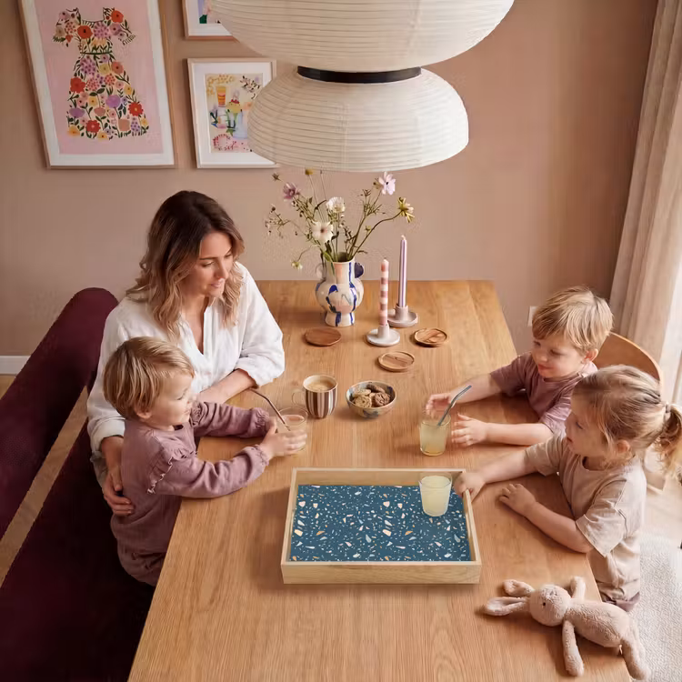 Dienblad - Terrazzo - Patroon - Kleurrijk - Diep blauw — 7