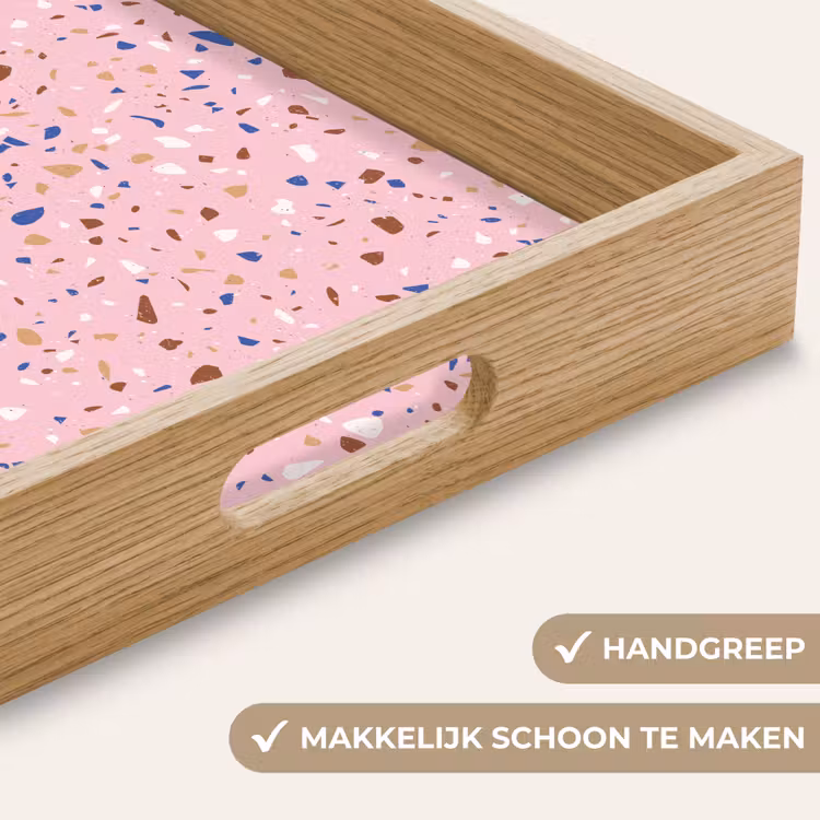 Dienblad - Terrazzo - Patroon - Kleurrijk - Roze — 5