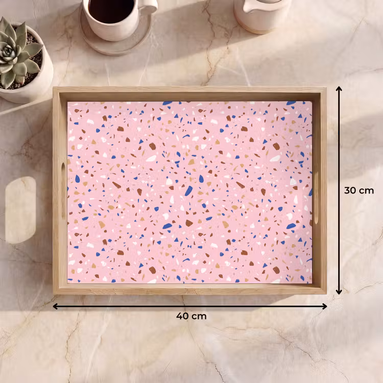 Dienblad - Terrazzo - Patroon - Kleurrijk - Roze — 9