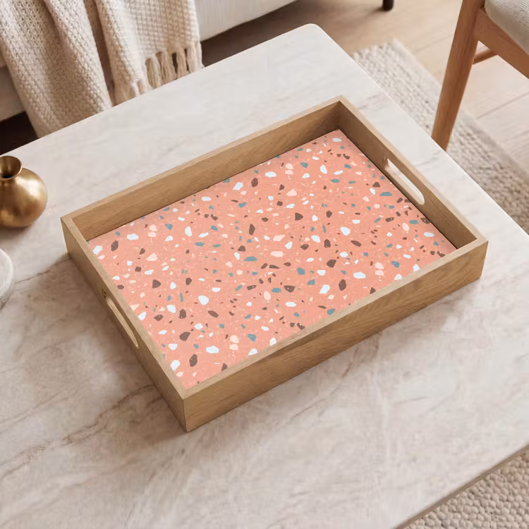 Dienblad - Terrazzo - Patroon - Kleurrijk - Roze - Blauw — 2