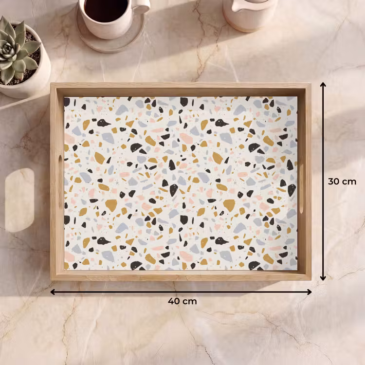 Dienblad - Terrazzo - Patroon - Neutraal - Zacht - Multi — 9
