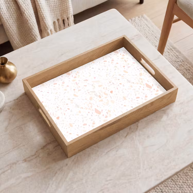 Dienblad - Terrazzo - Patroon - Wit - Perzik — 2