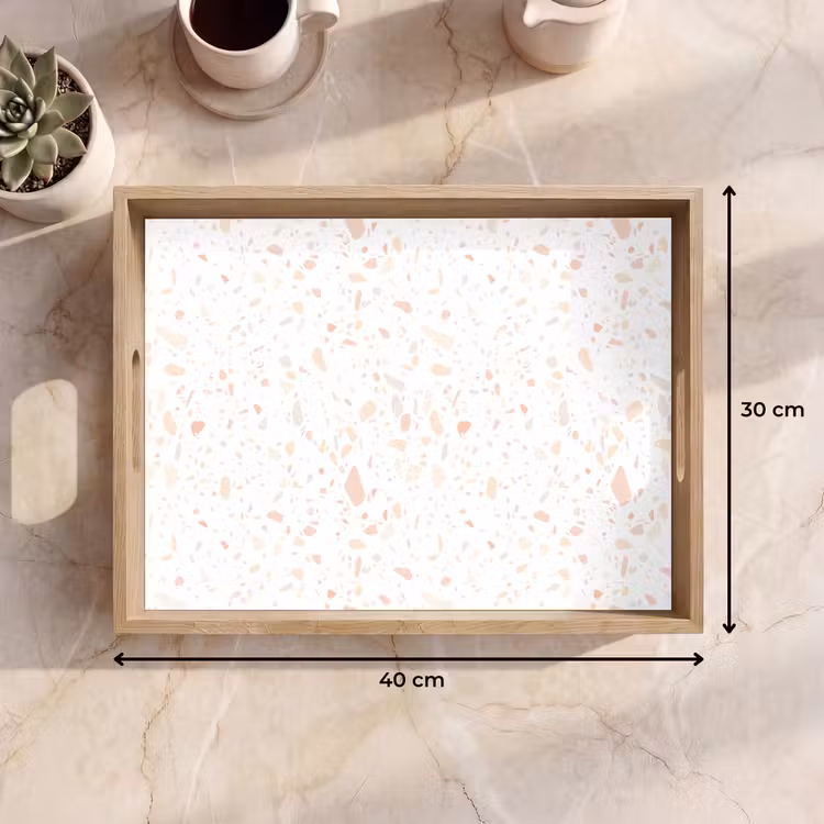 Dienblad - Terrazzo - Patroon - Wit - Perzik — 9