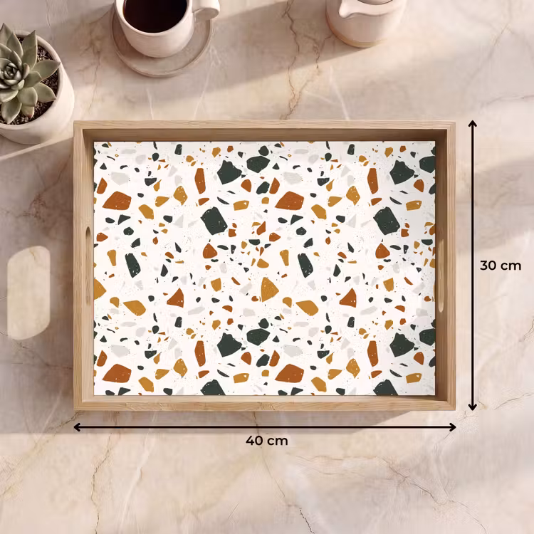 Dienblad - Terrazzo - Patroon - Wit - Terra — 9