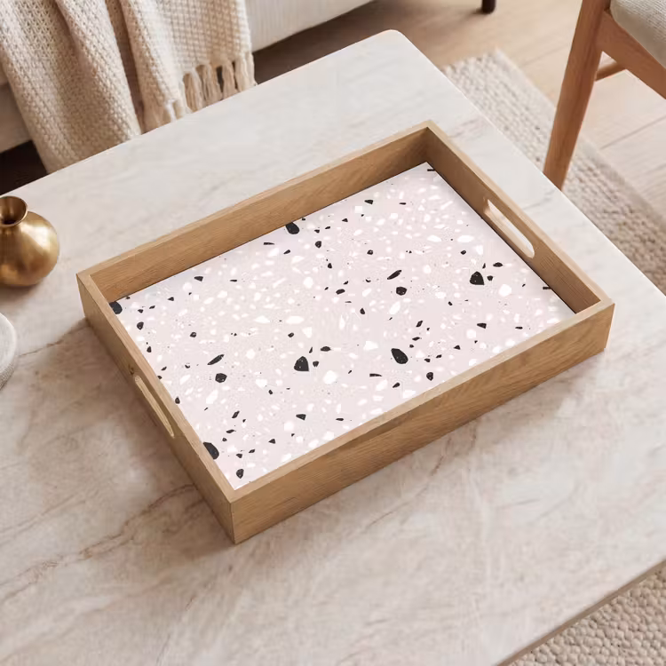 Dienblad - Terrazzo - Patroon - Zacht - Zwart - Wit — 2