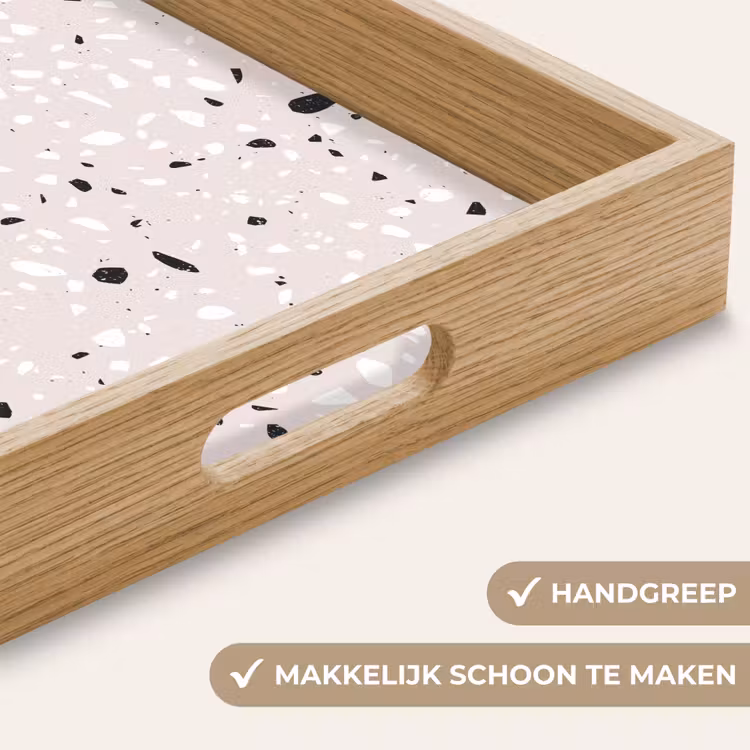 Dienblad - Terrazzo - Patroon - Zacht - Zwart - Wit — 5
