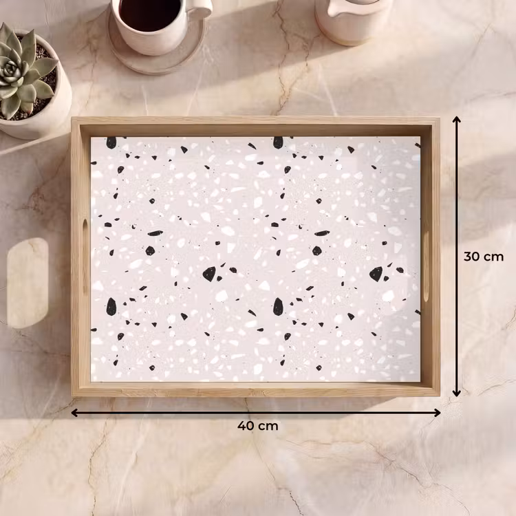 Dienblad - Terrazzo - Patroon - Zacht - Zwart - Wit — 9