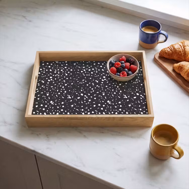 Dienblad - Terrazzo - Patroon - Zwart - Wit — 4