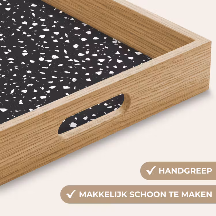 Dienblad - Terrazzo - Patroon - Zwart - Wit — 5
