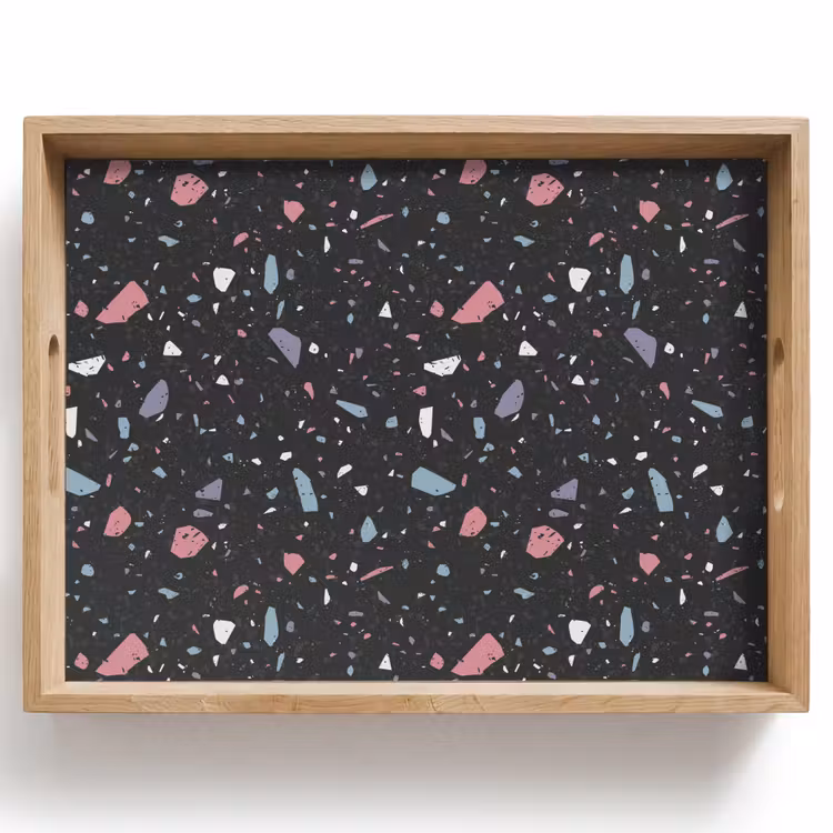 Dienblad - Terrazzo - Patroon - Zwart - Zacht — 1
