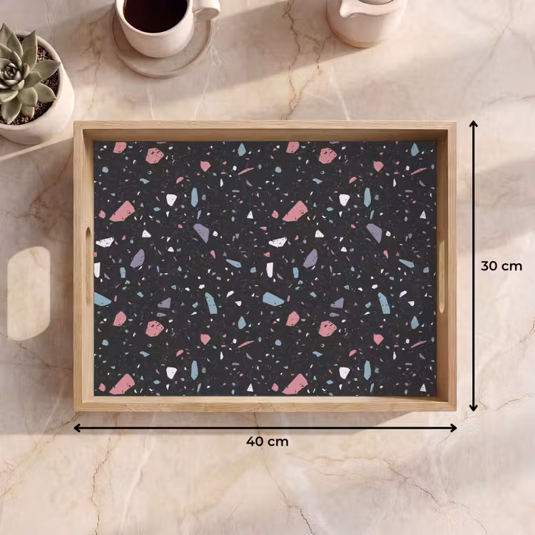 Dienblad - Terrazzo - Patroon - Zwart - Zacht — 9