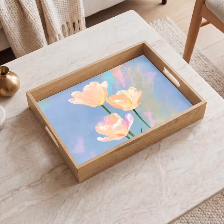 Dienblad - Tulpen - Roze accenten - Blauw — 2