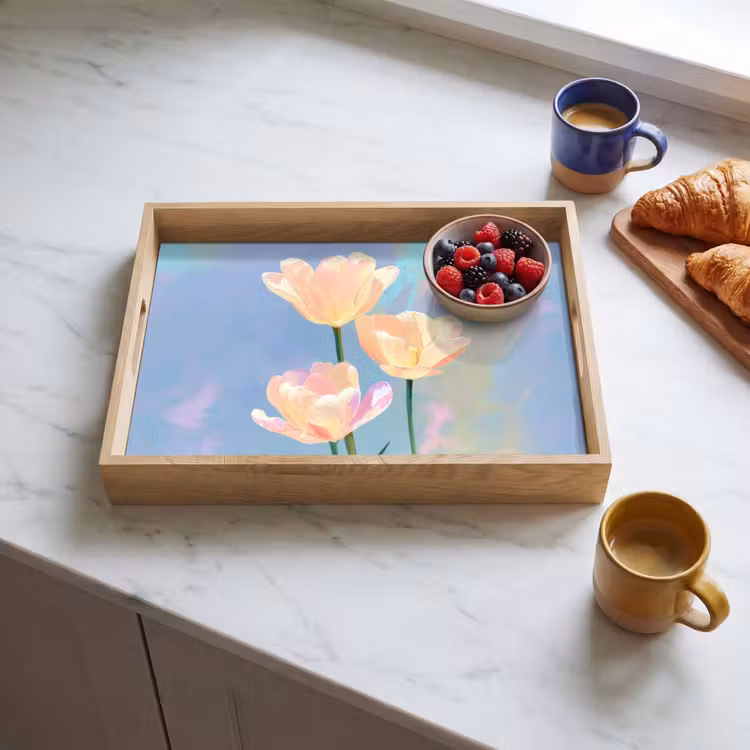 Dienblad - Tulpen - Roze accenten - Blauw — 4