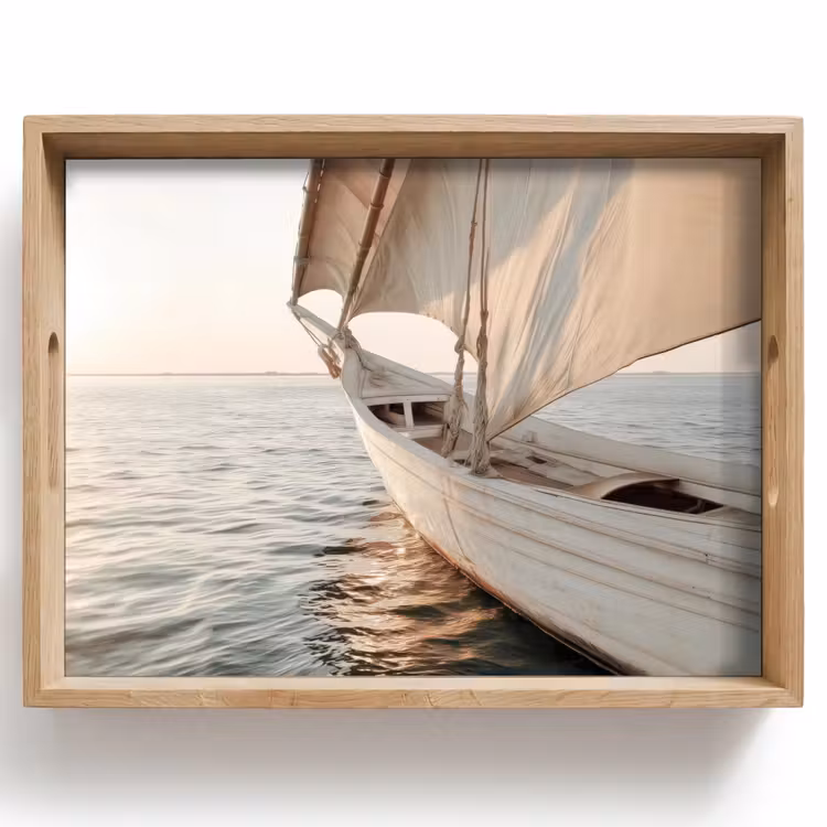 Dienblad - Zeilboot - Zee - Beige - Zon — 1