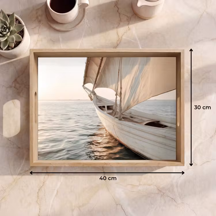 Dienblad - Zeilboot - Zee - Beige - Zon — 9