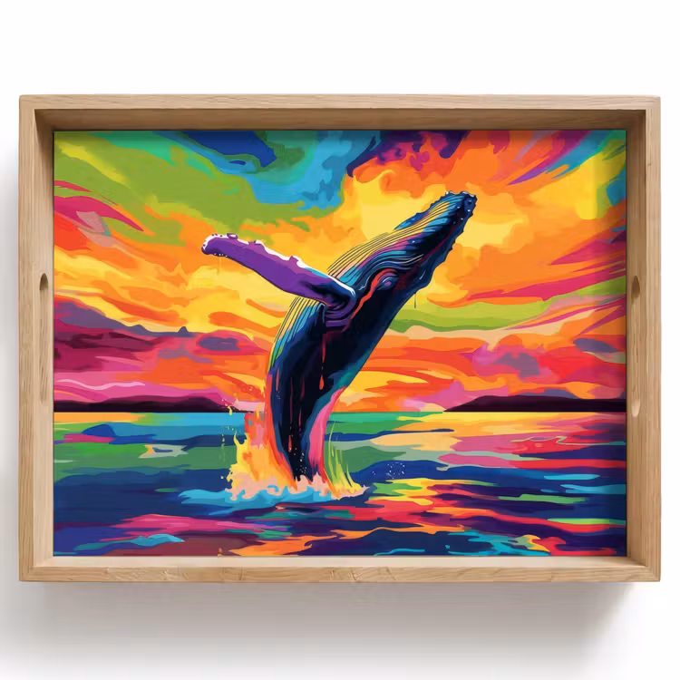 Dienblad - Zonsondergang - Walvis - Geschilderd - Kleurrijk — 1