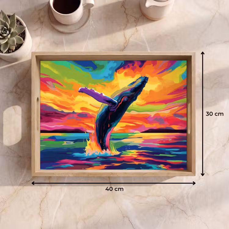 Dienblad - Zonsondergang - Walvis - Geschilderd - Kleurrijk — 9