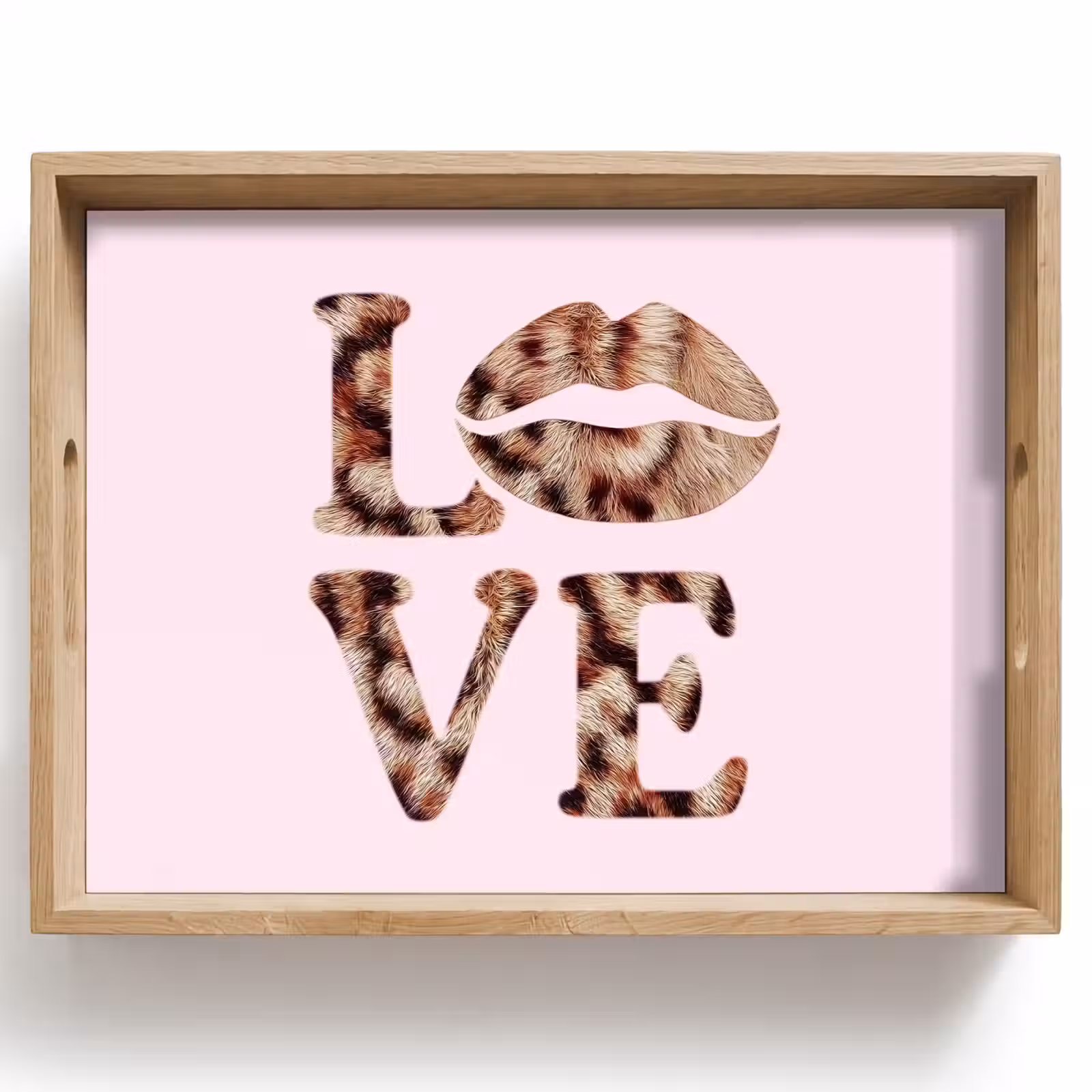 Dienblad - Tekst - Love - Pantervacht - Lichtroze — 1