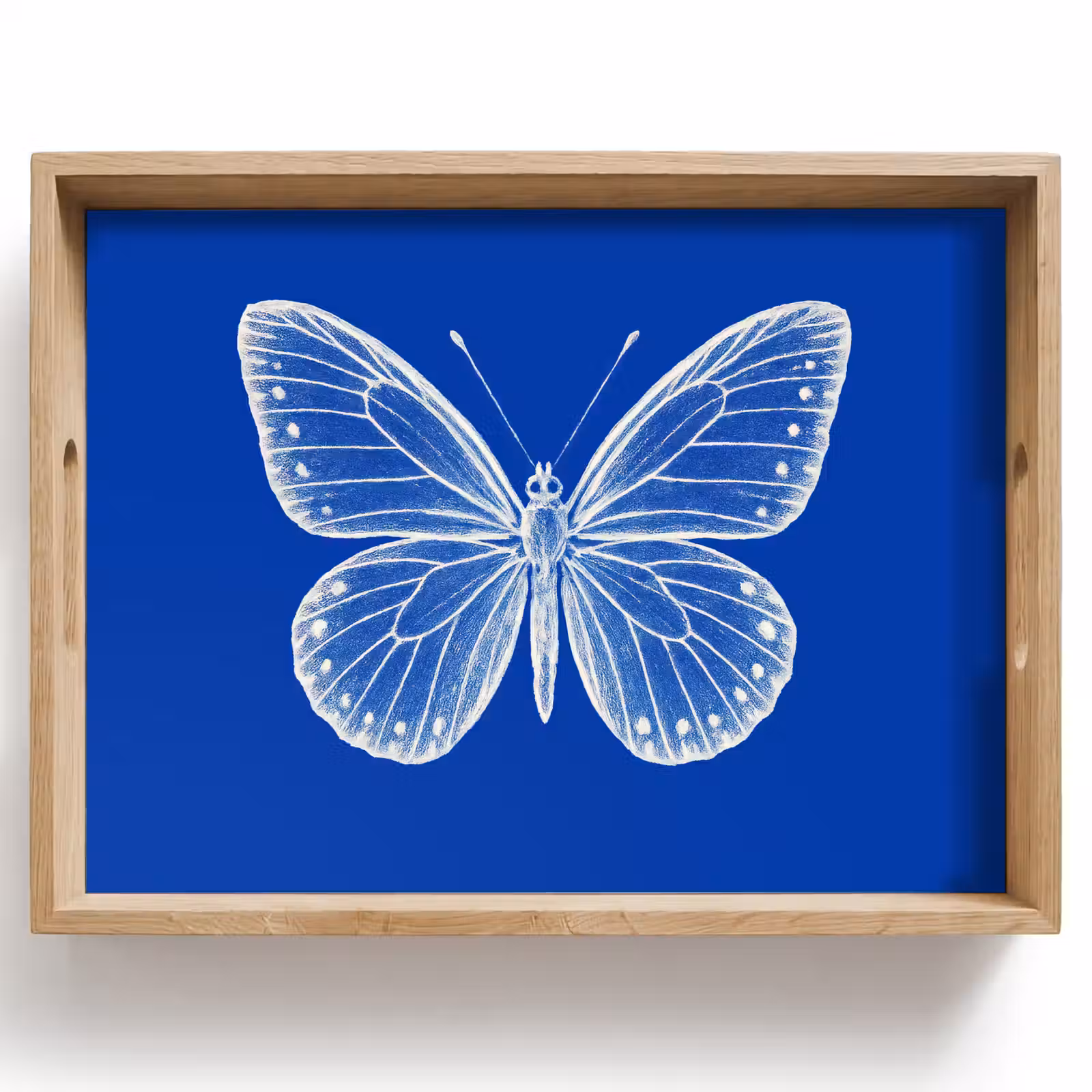 Dienblad - Vlinder - Wit - Getekend - Stippen — 1