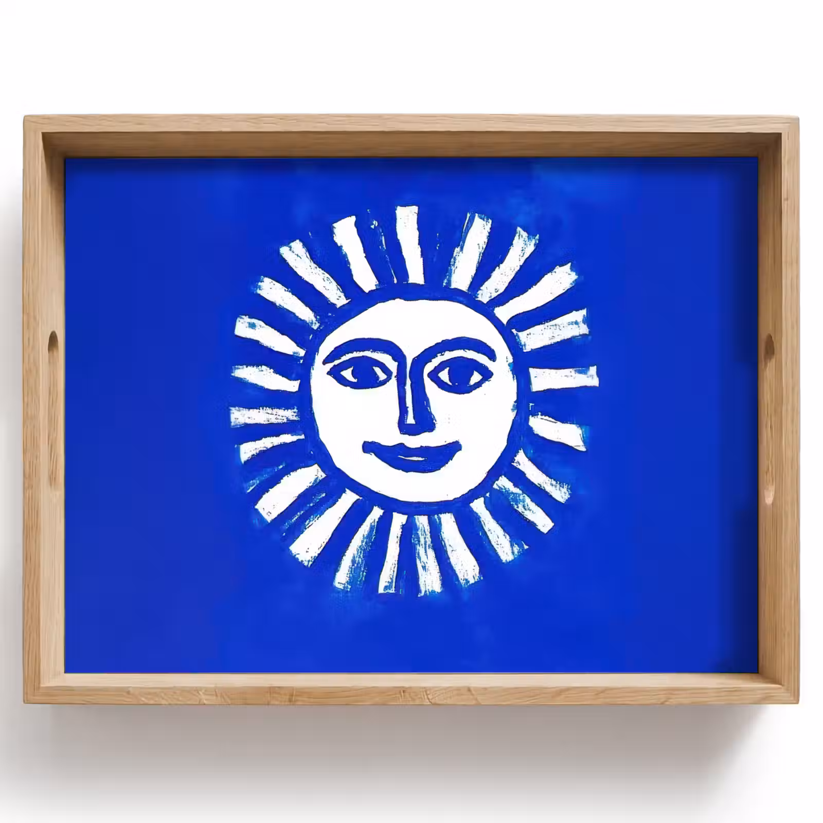 Dienblad - Zon - Gezicht - Penseelstructuur - Blauw — 1