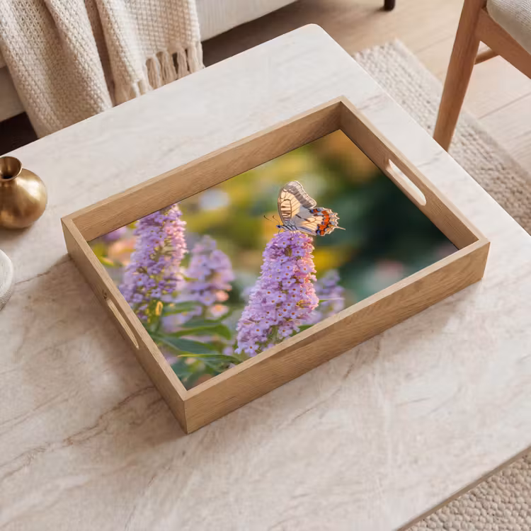 Dienblad - Sierlijke - Vlinder - Paarse - Bloemen — 2