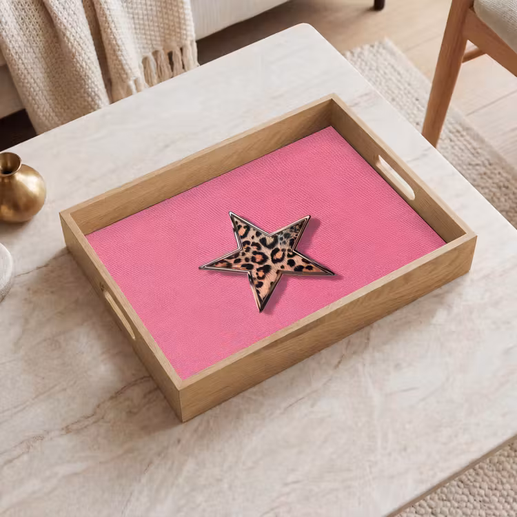 Dienblad - Ster - Luipaard - Print - Roze — 2