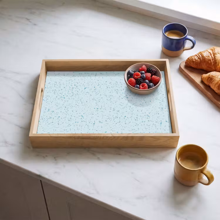 Dienblad - Terrazzo - Patroon - Kleurrijk - Baby Blauw — 4