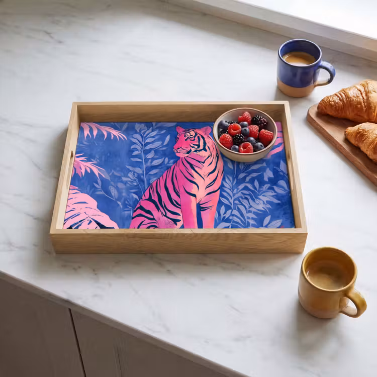 Dienblad - Tijger - Roze - Bladeren - Jungle — 4