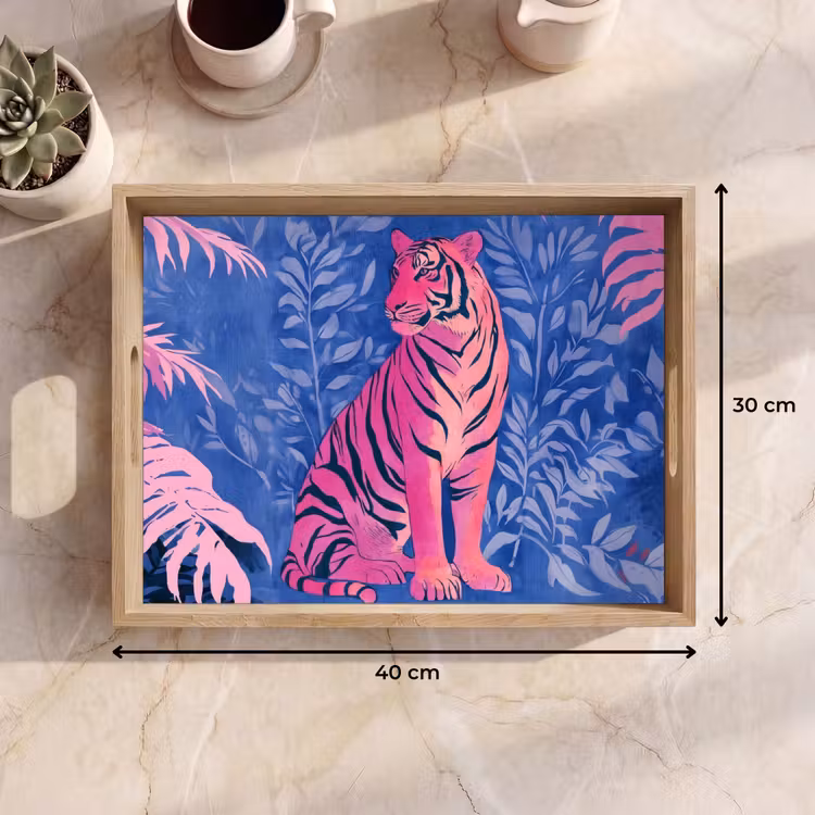 Dienblad - Tijger - Roze - Bladeren - Jungle — 9