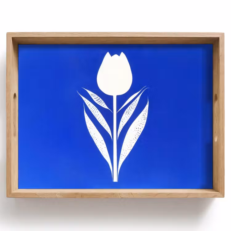 Dienblad - Tulp - Minimalistisch - Bladeren - Wit — 1