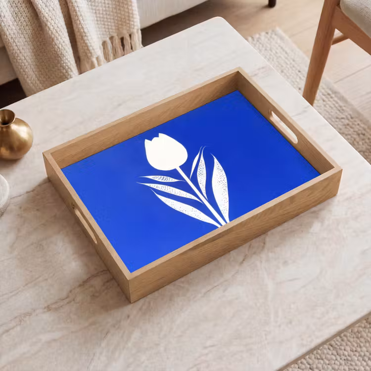 Dienblad - Tulp - Minimalistisch - Bladeren - Wit — 2