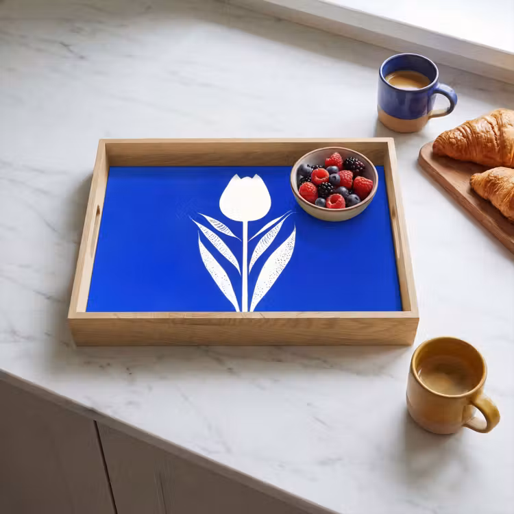 Dienblad - Tulp - Minimalistisch - Bladeren - Wit — 4