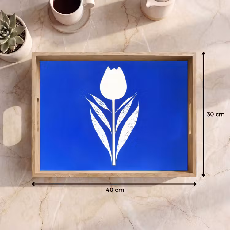 Dienblad - Tulp - Minimalistisch - Bladeren - Wit — 9
