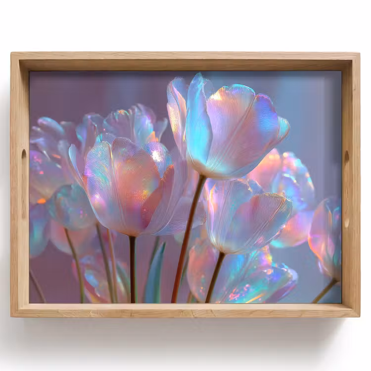 Dienblad - Tulpen - Glazen - Bloemblaadjes - Pasteltinten — 1