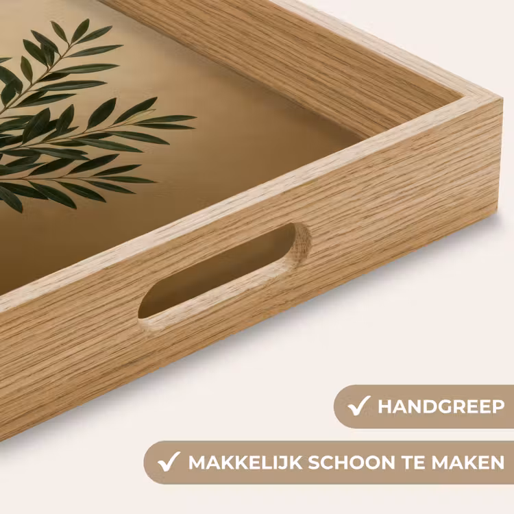 Dienblad - Vaas - Olijftakken - Bladeren - Beige — 5