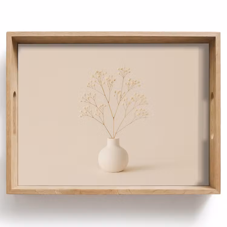 Dienblad - Vaas - Takken - Bloemetjes - Wit — 1