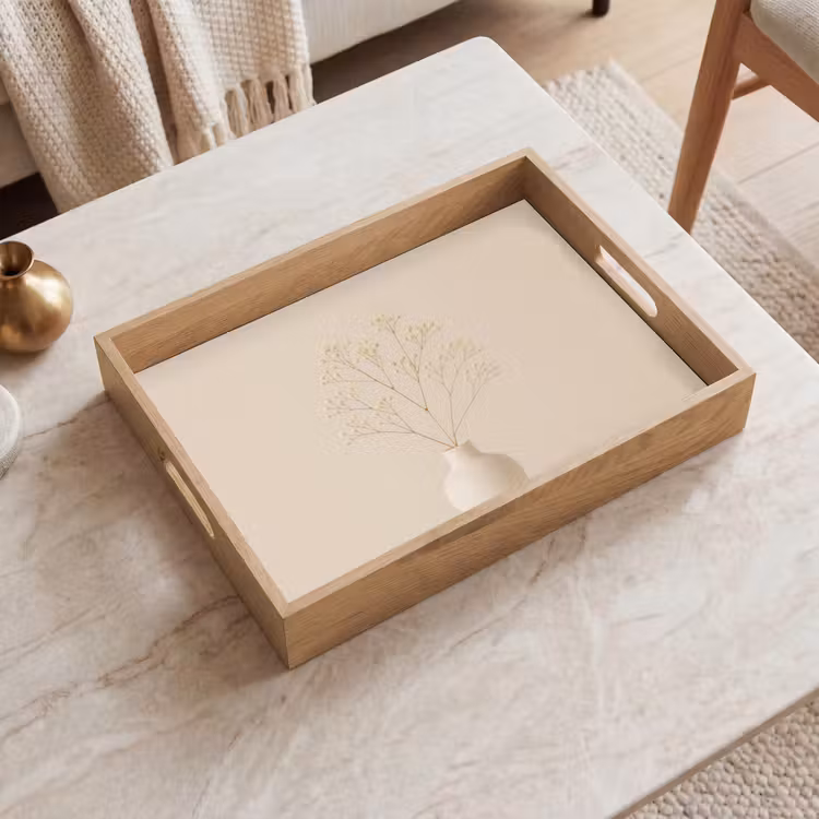 Dienblad - Vaas - Takken - Bloemetjes - Wit — 2