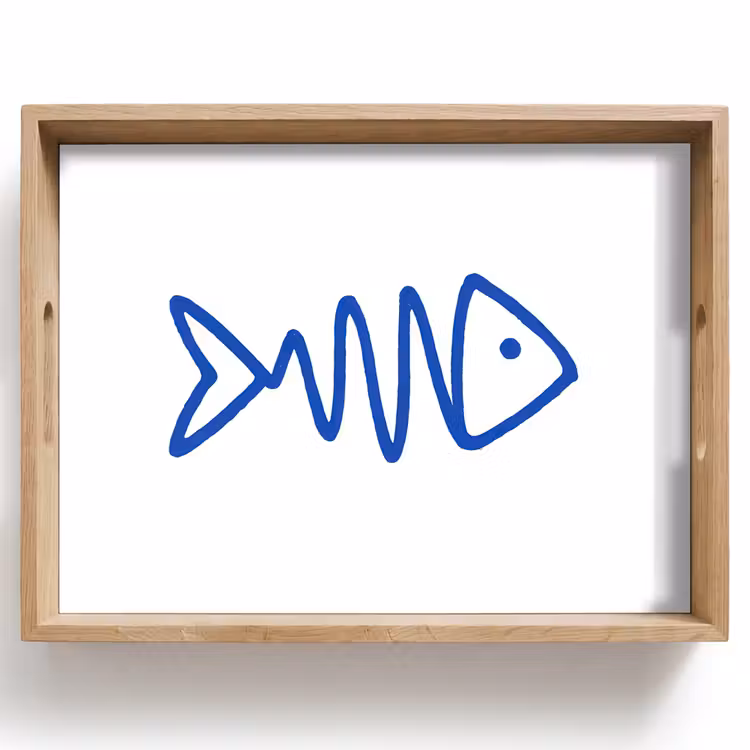 Dienblad - Vis - Minimalistisch - Blauw - Lijn — 1