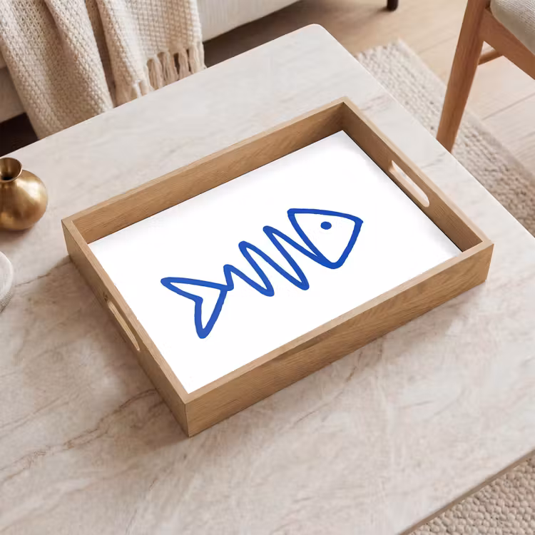 Dienblad - Vis - Minimalistisch - Blauw - Lijn — 2