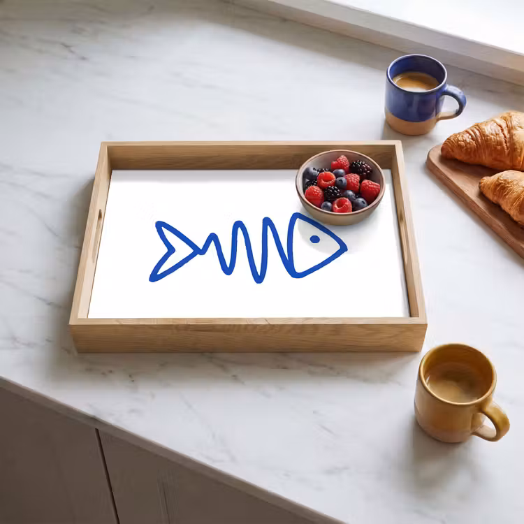 Dienblad - Vis - Minimalistisch - Blauw - Lijn — 4