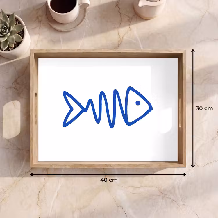 Dienblad - Vis - Minimalistisch - Blauw - Lijn — 9