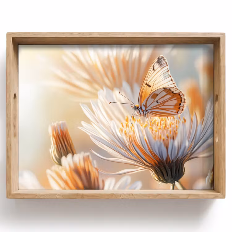 Dienblad - Vlinder - Bloem - Oranje — 1