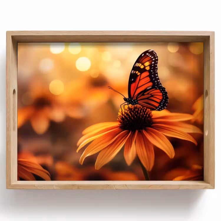 Dienblad - Vlinder - Bloemen - Oranje — 1