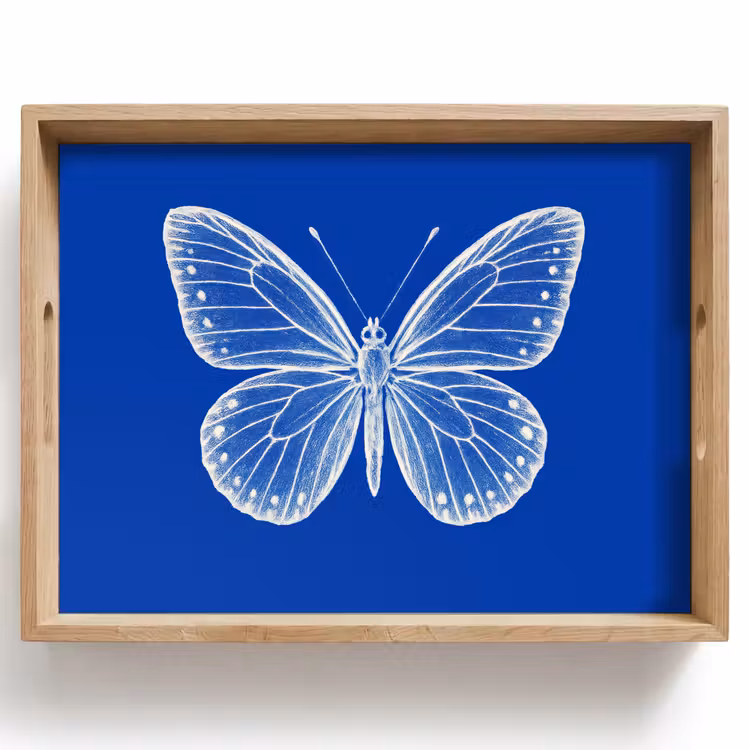 Dienblad - Vlinder - Wit - Getekend - Stippen — 1