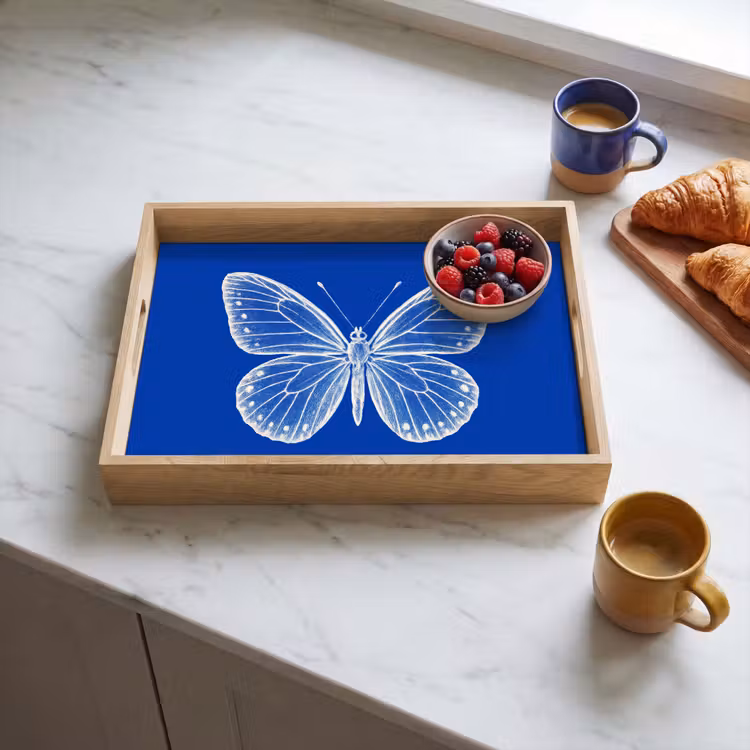Dienblad - Vlinder - Wit - Getekend - Stippen — 4