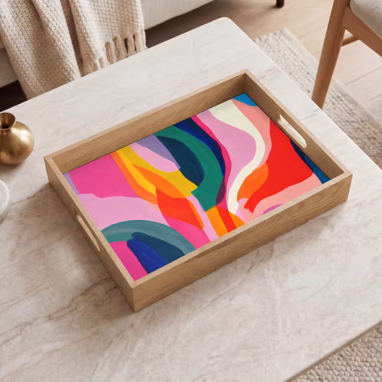 Dienblad - Vormen - Golvend - Abstract - Felroze — 2
