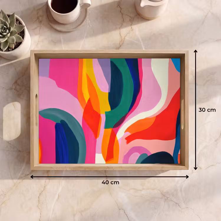 Dienblad - Vormen - Golvend - Abstract - Felroze — 9