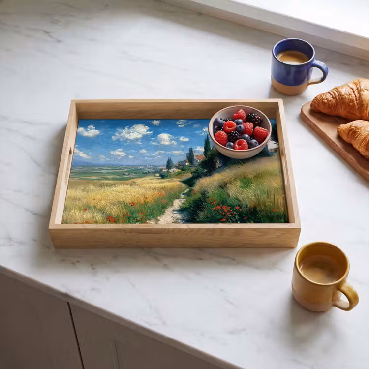 Dienblad - Zandpad - Huis - Bomen - Grasveld — 4