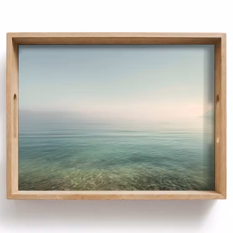 Dienblad - Zee - Horizon - Blauw - Mist — 1